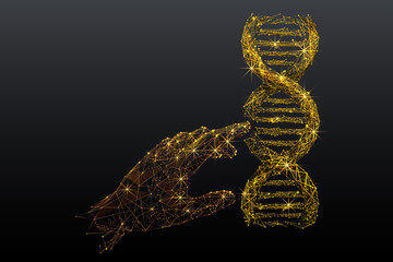 Aufkleber - Gold metal genetic analysis and research low poly wireframe illustration