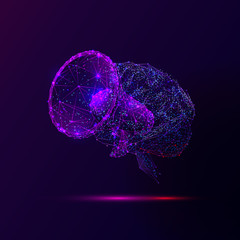 Fototapete - Purple thoughts expressing and communication low poly wireframe illustration