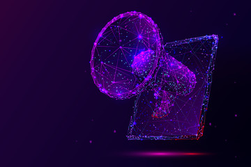 Fototapete - Purple digital marketing low poly wireframe illustration