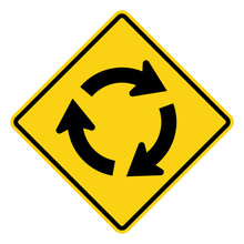 Roundabout Ahead Sign, Traffic Sign, Vector Illustration