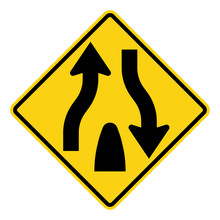 Divided Road Ends Sign, Traffic Sign, Vector Illustration