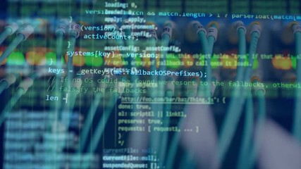 Wall Mural - computer code moving on a monitor.