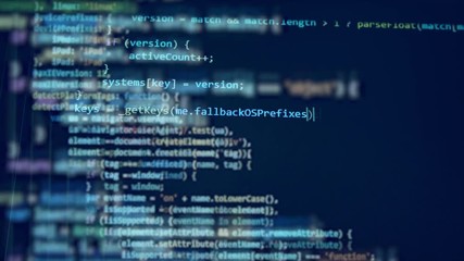 Wall Mural - blue monitor with a code.
