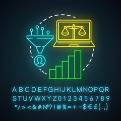 Sticker - Simply decay attribution neon light icon. Attribution modeling type. Multi-touch analysis. Conversion model. Glowing sign with alphabet, numbers and symbols. Vector isolated illustration