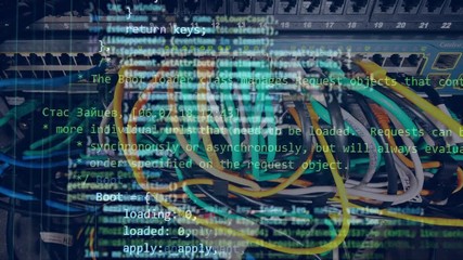 Wall Mural - code moving on a computer screen.