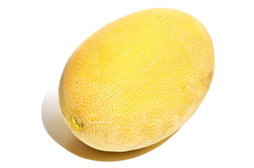 Close-up whole yellow melon isolated on white background,photo