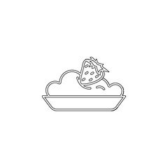 Poster - ice cream with strawberries in plate icon. Element of ice cream for mobile concept and web apps icon. Outline, thin line icon for website design and development, app development