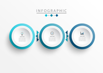 Vector Infographic label design template with icons and 3 options or steps. Can be used for process diagram, presentations, workflow layout, banner, flow chart, timeline infographics, chart.