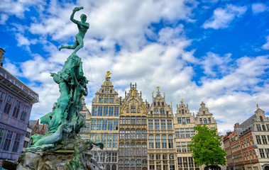 Wall Mural - The Brabo Fountain located in the Grote Markt (Main Square) of Antwerp (Antwerpen), Belgium.