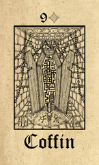 Poster - Coffin. Tarot card from Lenormand Gothic Mysteries oracle deck.