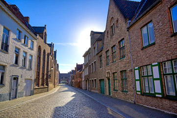 a view of the streets and architecture of bruges (brugge), belgium.