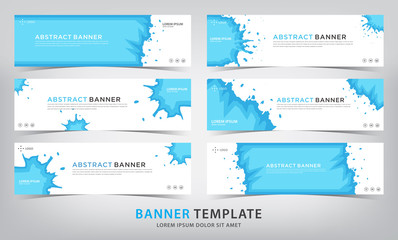 set of abstract blue banner template, vector illustration
