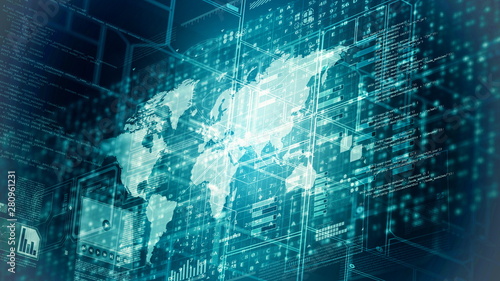 Fotomural Internet worldwide data computing concept
