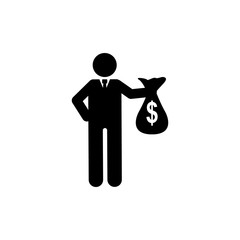 Businessman, money sack, rich icon. Element of businessman pictogram icon. Premium quality graphic design icon. Signs and symbols collection icon