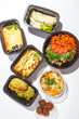 © Max - Variety of clean dieting foods in plastic package , top view. Healthy clean food concept.
