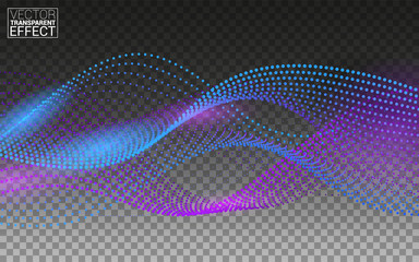 Neon waves. vector flowing motion. Isolated on Transparent Background Vector Illustration