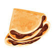 Terugolny pancake with chocolate filling. Vector illustration on white background.