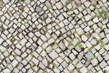 Wall Mural - directly above shot of cobblestone pavement background