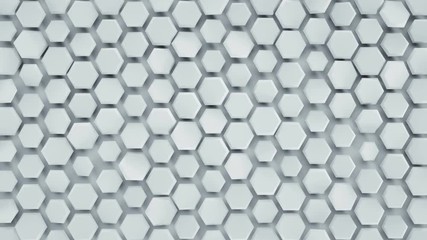 Sticker - White hexagonal background. Computer generated abstract motion graphics. Seamless loop 3D render animation 4k UHD (3840x2160)