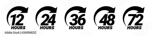 Fotografía 12, 24, 36, 48 and 72 hours order execution or delivery service icons
