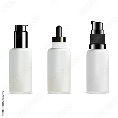 Download Pump Bottle Cosmetic Dispenser Glass Package Matt Glass Serum Jar Empty White Container For Liquid Cream Beauty Essence Mockup Template 3d Realistic Product Design Stock Vector Adobe Stock
