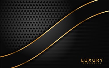 Wall Mural - luxurious dark black with golden line background