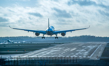Airplane Landing To Airport Runway