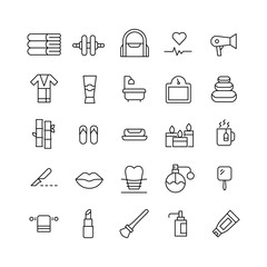 Wall Mural - Set of beauty related vector line icons.