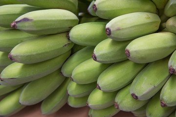 Wall Mural - Bunch of green unripe bananas close-up