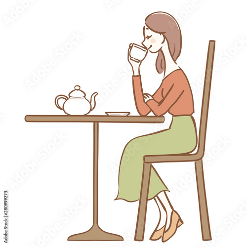 紅茶を飲む女性のイラスト Buy This Stock Vector And Explore Similar Vectors At Adobe Stock Adobe Stock