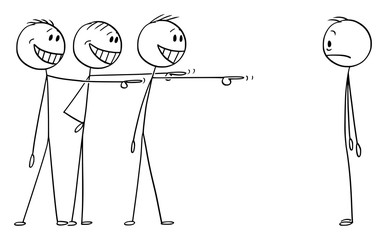 vector cartoon stick figure drawing conceptual illustration of shocked man or businessman who made s