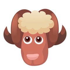 Head cute ram icon. Cartoon of head cute ram vector icon for web design isolated on white background