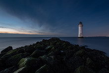 New Brighton Lighthouse At Dusk, Wallasey, Merseyside, The Wirral