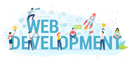 Web development concept. Idea of communication and cooperation. Isolated flat vector illustration