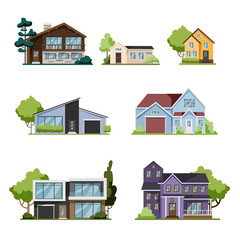 Wall Mural - House set. Collection of cottage, modern architecture