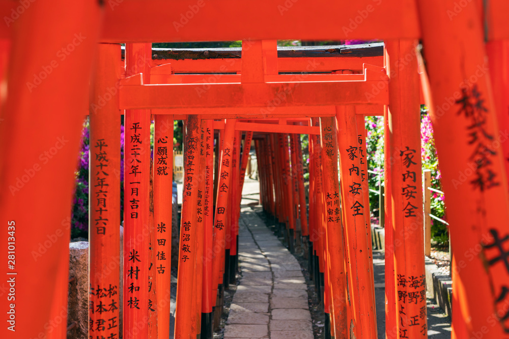 Nezu Shrine, torii gate, Tokyo, Japan Stock Photo | Adobe Stock