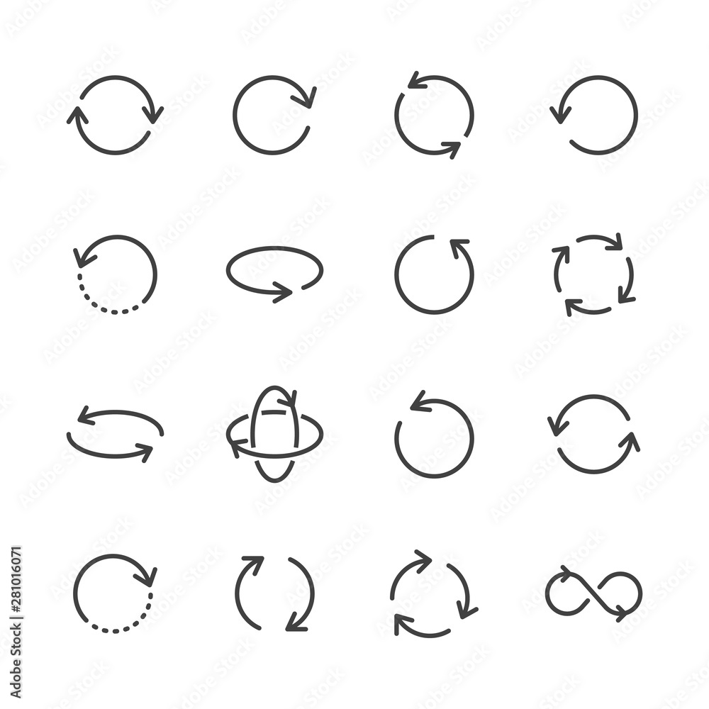 Symbol For Synchronizer Circle Arrows Minimal Line Icon. Vector Illustration Flat style ...