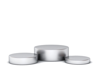 Aufkleber - Blank shiny metal podium isolated on white background with shadows 3D rendering