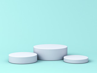 Aufkleber - Blank white podium isolated on blue green pastel color background with shadows 3D rendering