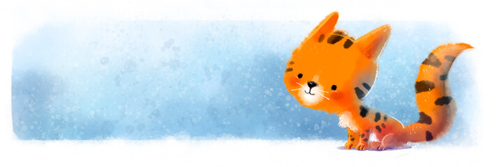 Wall Mural - illustration of happy orange cat