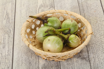 Asian green eggplant - ready for cooking