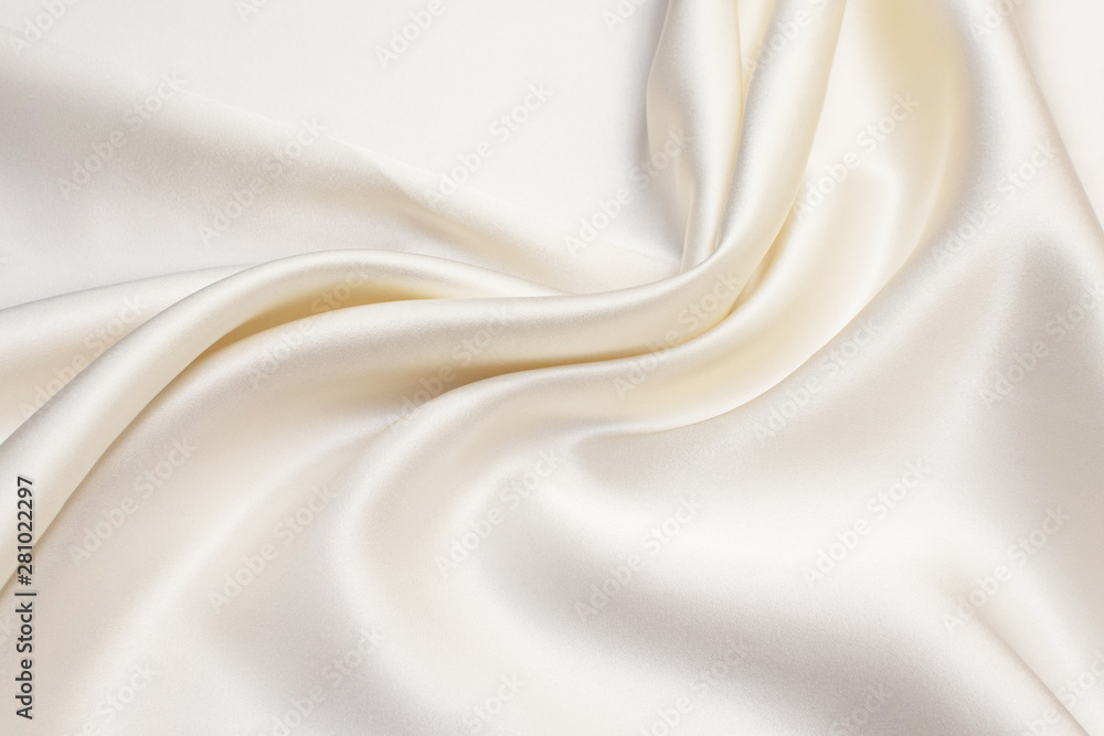 Texture of ivory silk fabric. Background, pattern. - obrazy, fototapety, plakaty 