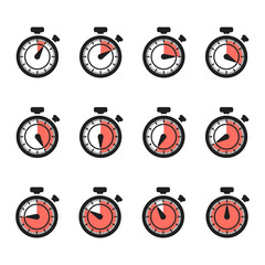 Poster - Timer icons vector. Stopwatch set isolated on white background. Illustration of timer and stopwatch, time clock countdown