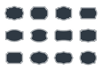Vintage labels set, empty blank frame in retro