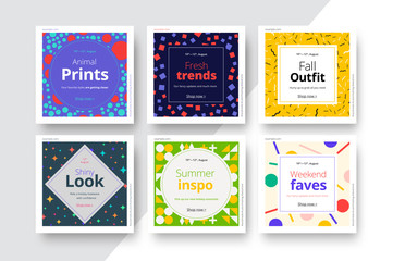 Wall Mural - modern promotion square web banner for social media mobile apps. elegant sale and discount promo bac