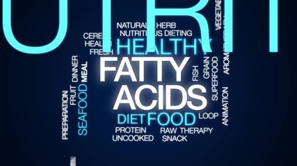 Wall Mural - Fatty acids animated word cloud. Kinetic typography.