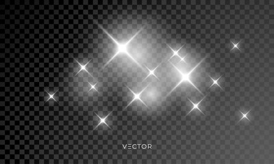 Wall Mural - star light shine, vector glow sparks with lens flare effect. isolated starlight and shiny star rays 