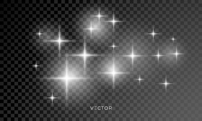 Wall Mural - star light shine glow, vector sparks with lens flare effect. isolated starlight and shiny star rays 