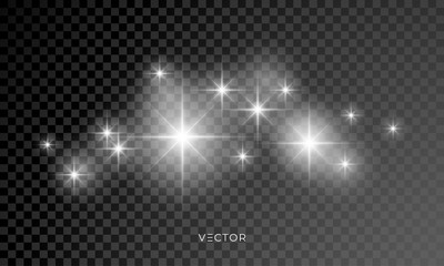 Wall Mural - star shine, glitter sparkles, lens flare glow blur bokeh effect. vector christmas star shine rays, w