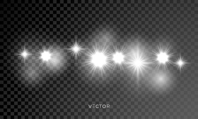 Wall Mural - star light shine, glitter sparkles, lens flare glow blur bokeh effect. vector christmas starlight or